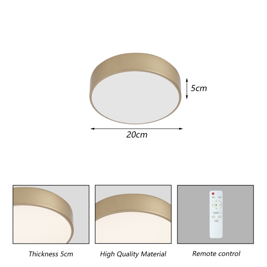 BRILAGI - Regulējamā LED griestu lampa POOL LED/24W/230V 3000-6000K Ø 20 cm zelta + tālvadības pults