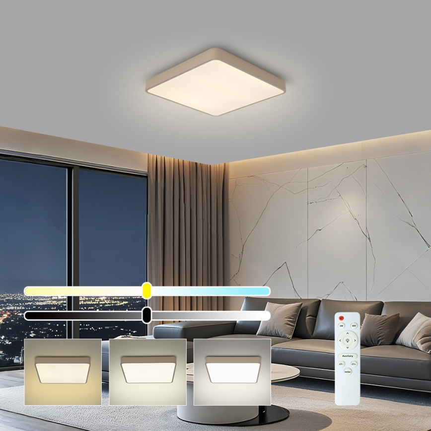 BRILAGI - LED dimējama griestu lampa POOL SQUARE LED/36W/230V 3000-6000K 40x40 cm bēša + tālvadības pults