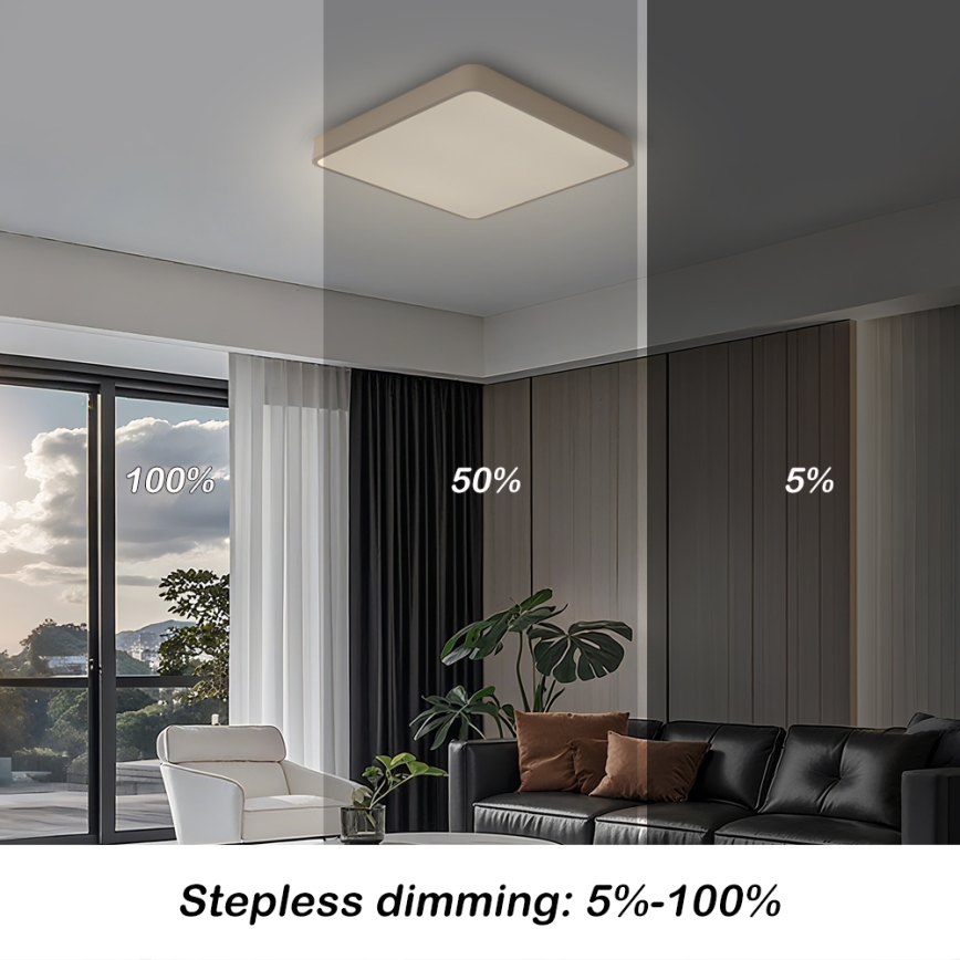BRILAGI - LED dimējama griestu lampa POOL SQUARE LED/36W/230V 3000-6000K 40x40 cm bēša + tālvadības pults