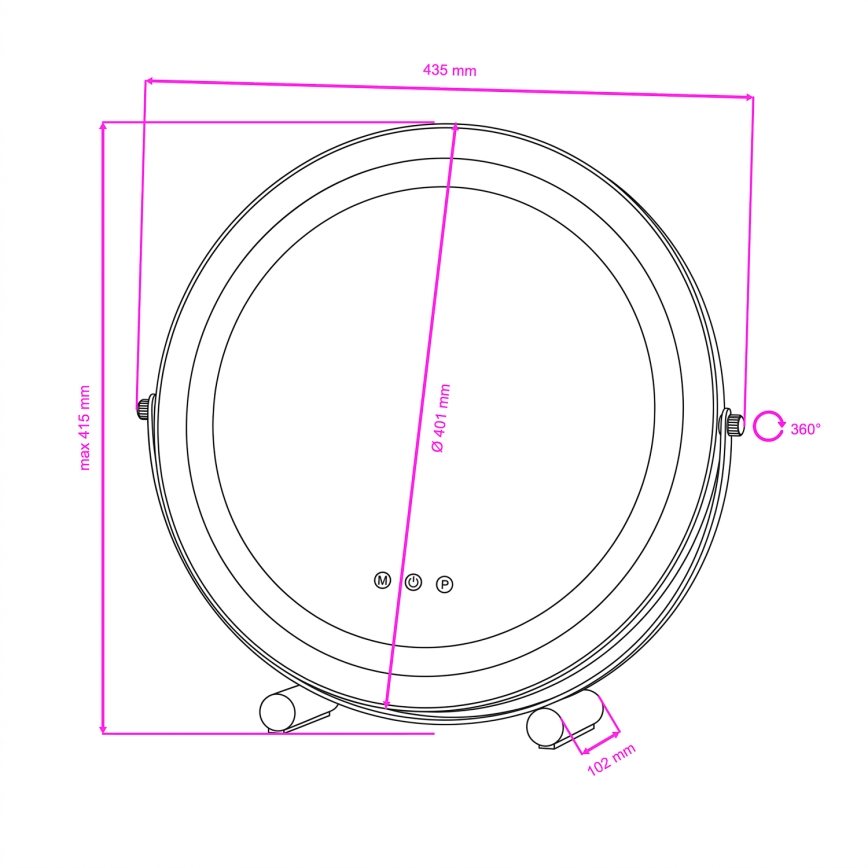 BRILAGI - CALIFORNIA LED grima spogulis ar regulējamu spilgtumu, 17W/230V, 3000/4000/6500K, Ø 42 cm, melns