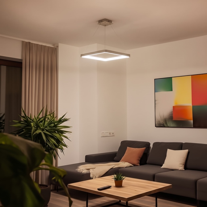 BRILAGI - LED dimējama karājlampa uz troses FALCON SLIM LED/50W/230V 3000-6500K 50x50 cm bēša + tālvadības pults