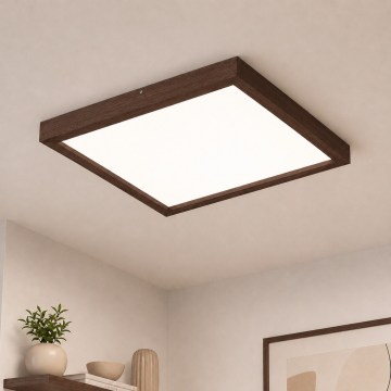 BRILAGI - LED ar regulējamu spilgtumu vannasistabas griestu gaismeklis WOODY FRAME LED/50W/230V ozols/valrieksts 60x60 cm 3000-6000K IP44 + tālvadība