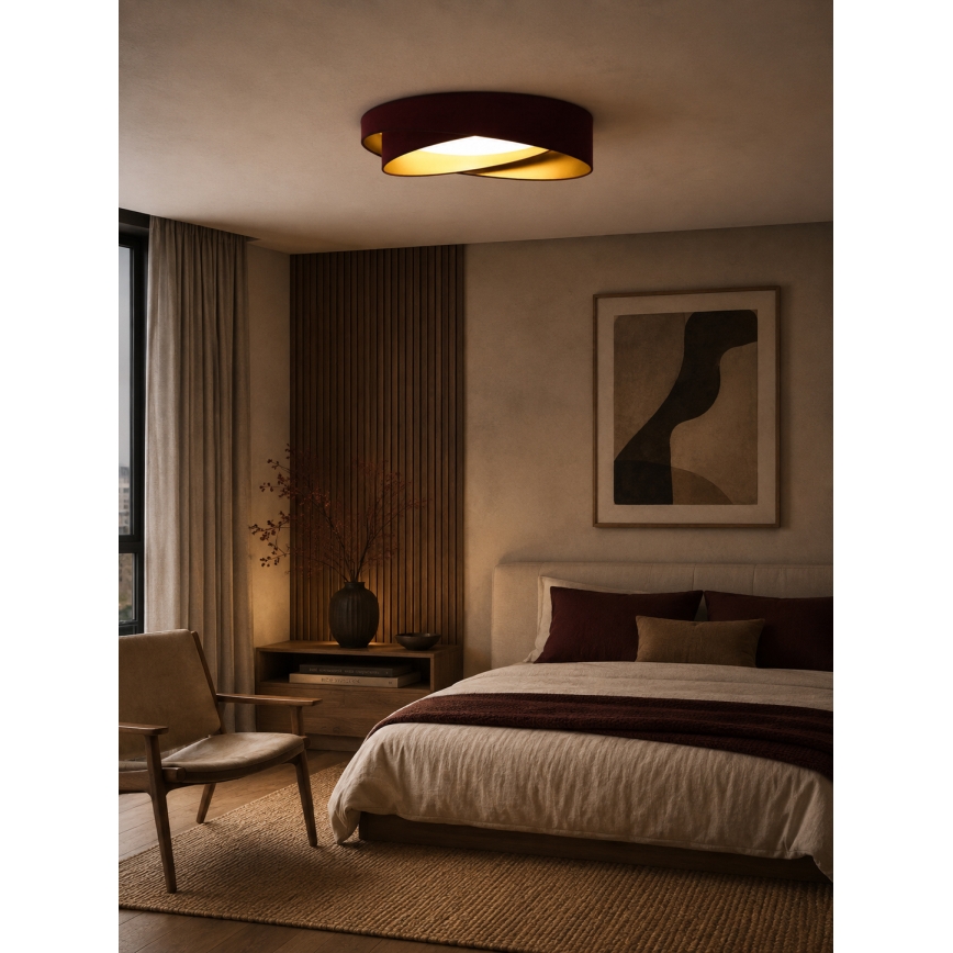 BRILAGI - LED dimmējams griestu gaismeklis VELVET TWIST LED/36W/230V 3000-6000K Ø 65 cm Wi-Fi Tuya Beacon vīnsarkana/zelta + tālvadības pults