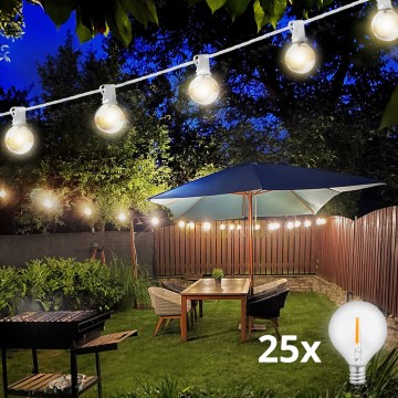 Brilagi - LED Āra dekoratīva virtene GARLAND 25xE12 20m balta IP44 silti balta