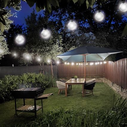 Brilagi - LED Āra dekoratīva virtene GARLAND 25xE12 20m IP44 vēsi balta