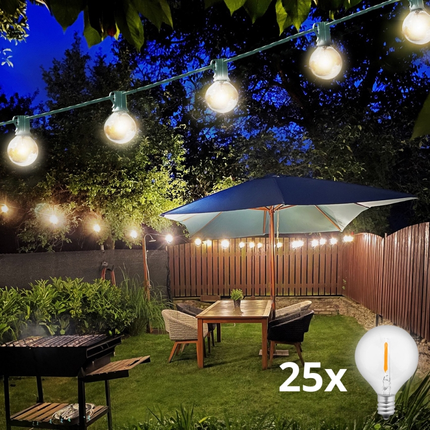 Brilagi - LED Āra dekoratīva virtene GARLAND 25xE12 20m zaļa IP44 silti balta