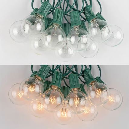 Brilagi - LED Āra dekoratīva virtene GARLAND 25xE12 20m zaļa IP44 silti balta