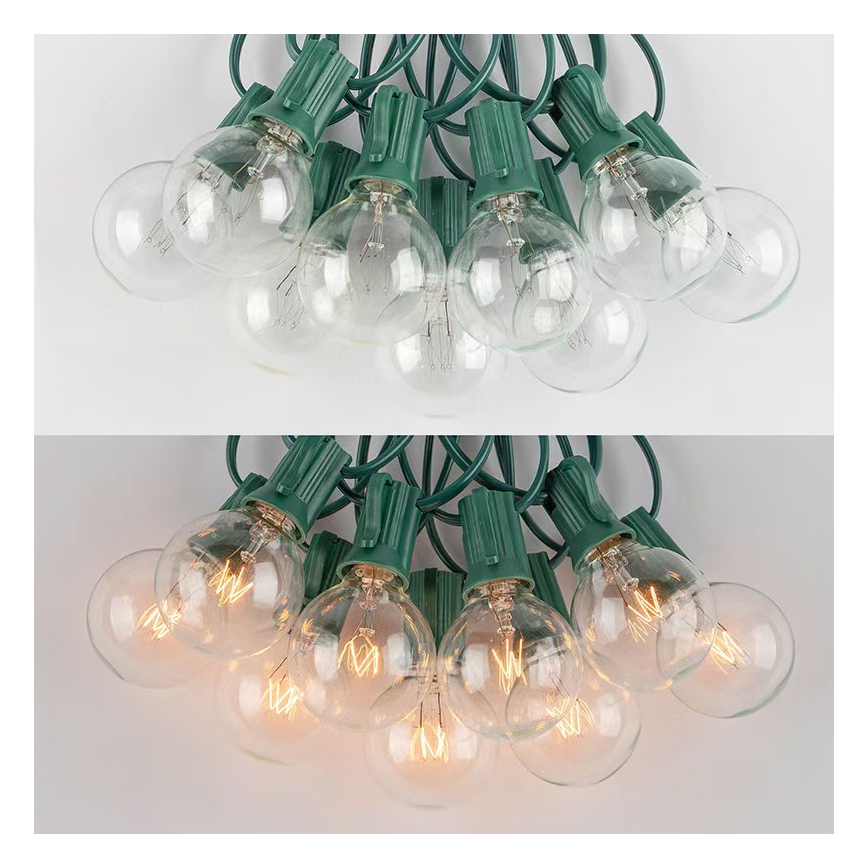 Brilagi - LED Āra dekoratīva virtene GARLAND 25xE12 20m zaļa IP44 silti balta