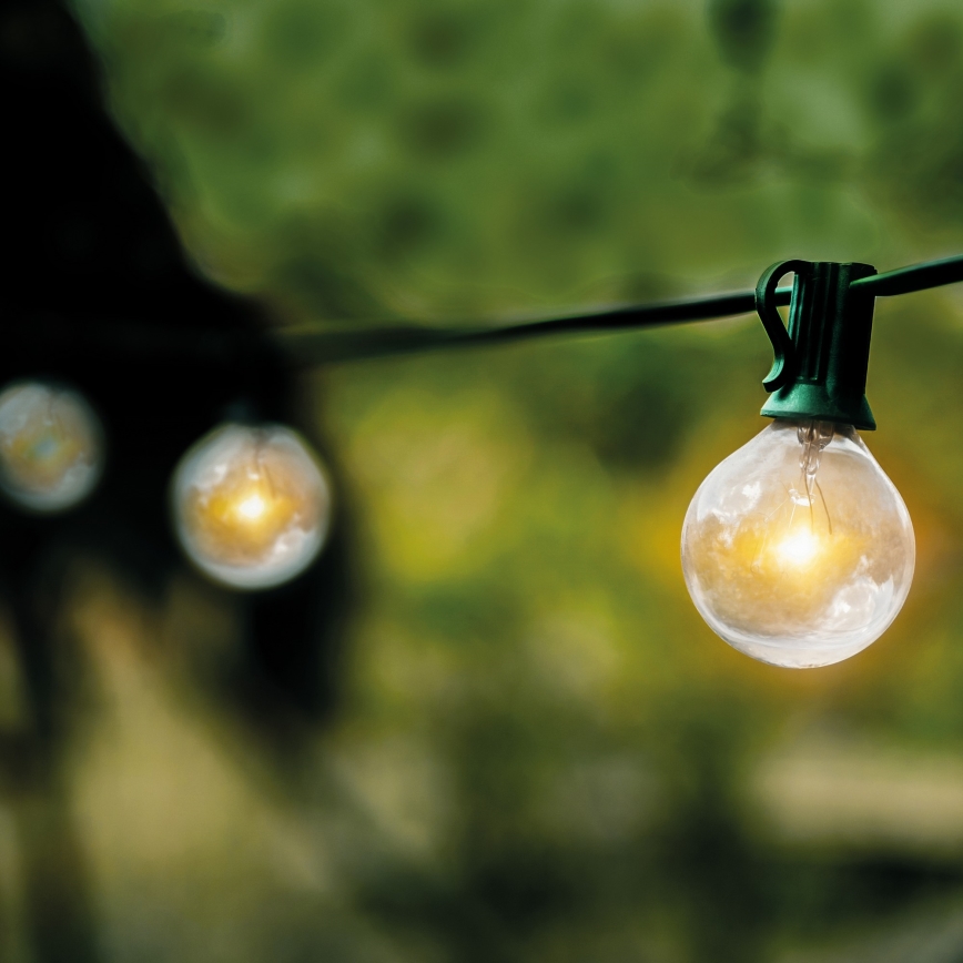 Brilagi - LED Āra dekoratīva virtene GARLAND 25xE12 20m zaļa IP44 silti balta