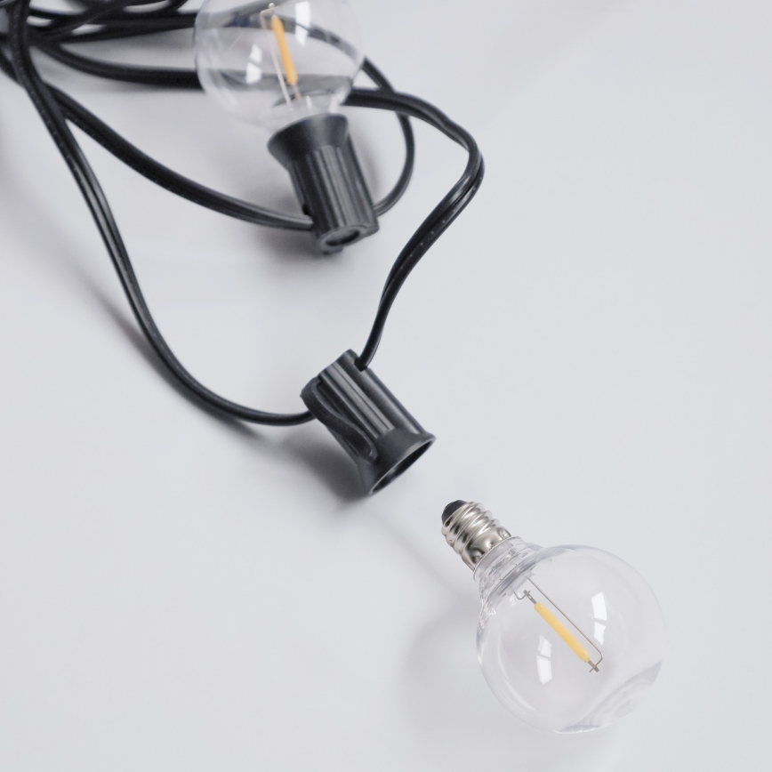 Brilagi - LED āra dekoratīvā virtene GIRLANDA 10xE12/0,6W/230V 8m melna IP44 siltā balta
