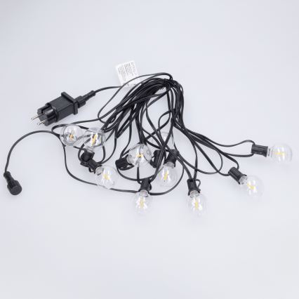 Brilagi - LED āra dekoratīvā virtene GIRLANDA 10xE12/0,6W/230V 8m melna IP44 siltā balta