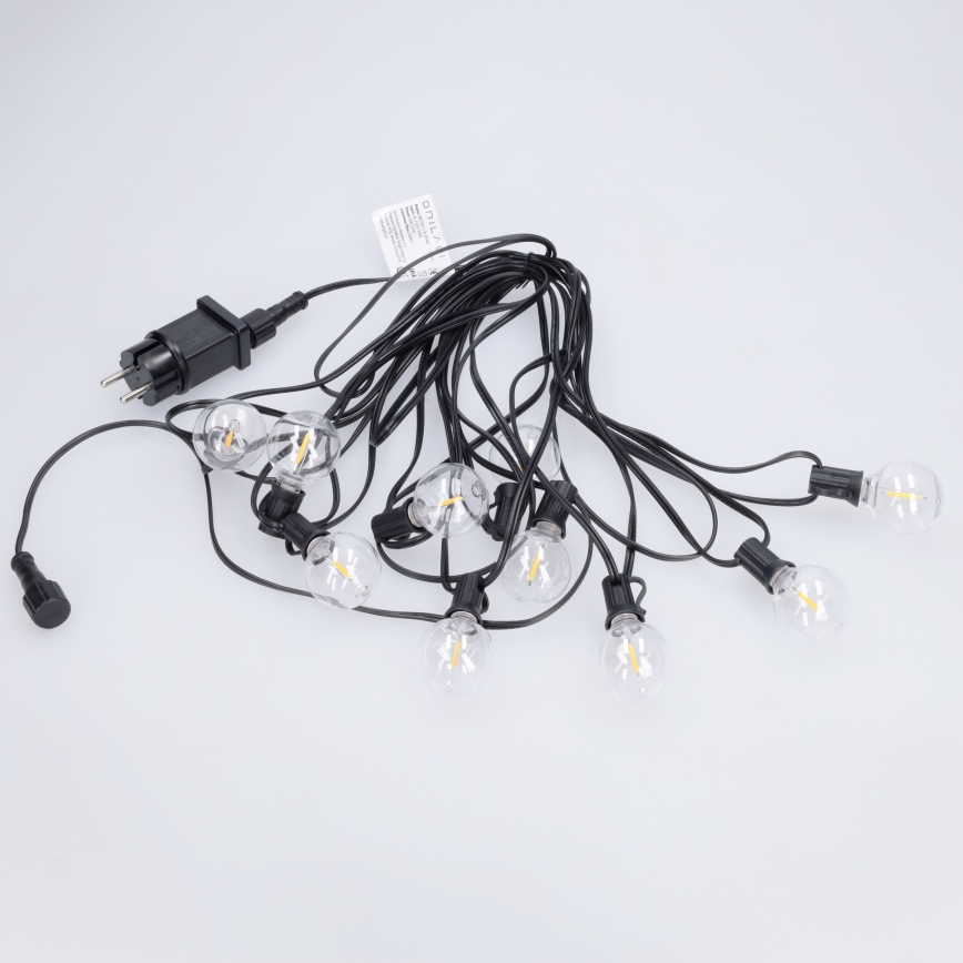Brilagi - LED āra dekoratīvā virtene GIRLANDA 10xE12/0,6W/230V 8m melna IP44 siltā balta