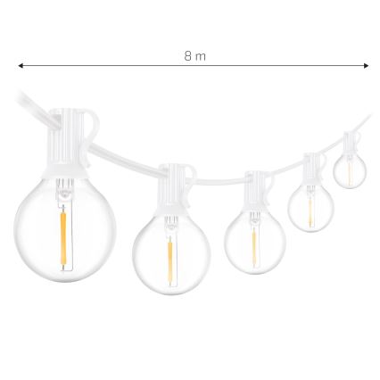 Brilagi - LED āra dekoratīvā virtene GIRLANDA 10xE12/0,6W/230V 8m balta IP44 siltā balta