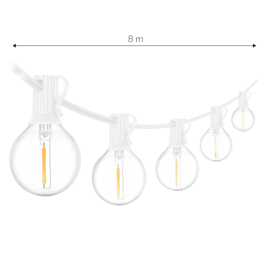 Brilagi - LED āra dekoratīvā virtene GIRLANDA 10xE12/0,6W/230V 8m balta IP44 siltā balta