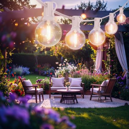 Brilagi - LED āra dekoratīvā virtene GIRLANDA 10xE12/0,6W/230V 8m balta IP44 siltā balta