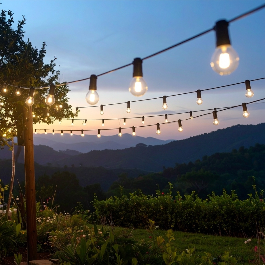 Brilagi - LED āra dekoratīvā virtene GIRLANDA 10xE12/0,6W/230V 8m melna IP44 siltā balta