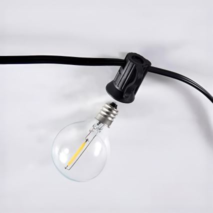 Brilagi - LED āra dekoratīvā virtene GIRLANDA 10xE12/0,6W/230V 8m melna IP44 siltā balta