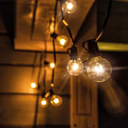 Brilagi - LED āra dekoratīvā virtene GIRLANDA 18xE12/0,6W/230V 13m melna IP44 siltā balta