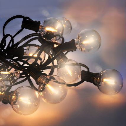 Brilagi - LED āra dekoratīvā virtene GIRLANDA 18xE12/0,6W/230V 13m melna IP44 siltā balta