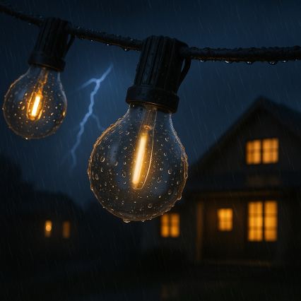 Brilagi - LED āra dekoratīvā virtene GIRLANDA 18xE12/0,6W/230V 13m melna IP44 siltā balta