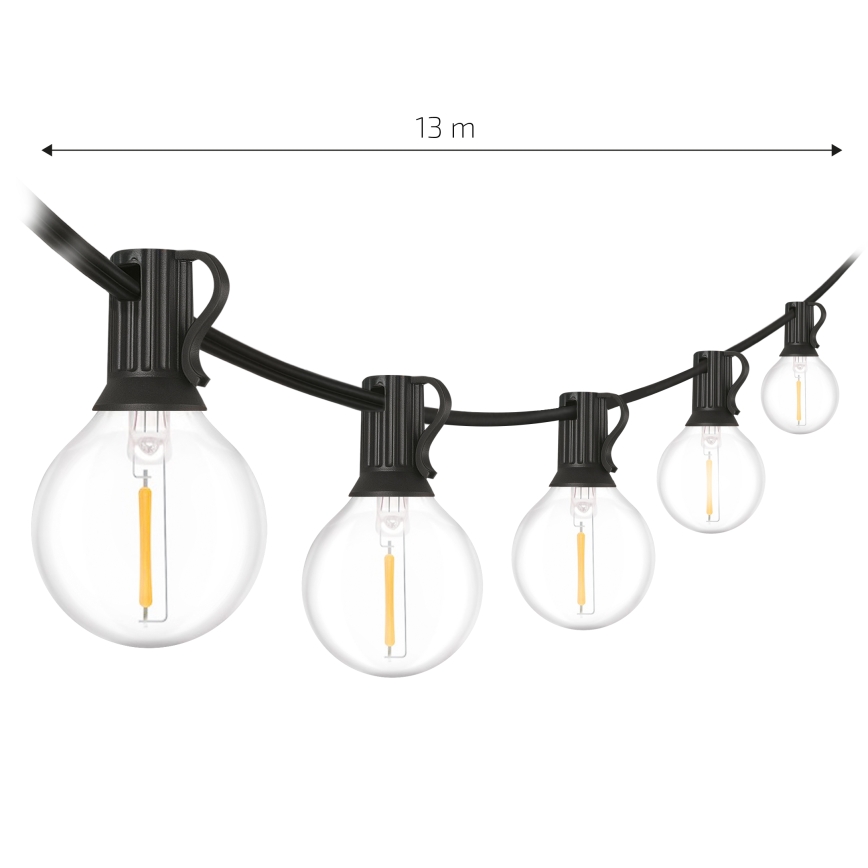 Brilagi - LED āra dekoratīvā virtene GIRLANDA 18xE12/0,6W/230V 13m melna IP44 siltā balta