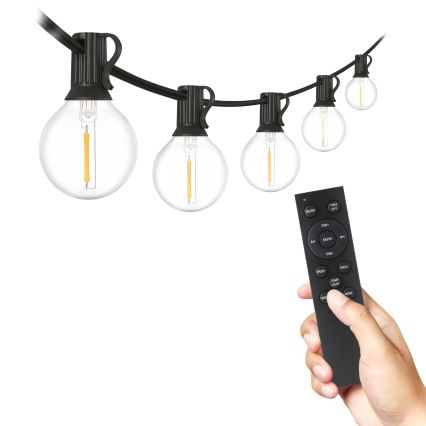 Brilagi - LED āra dekoratīvā virtene GIRLANDA 25xE12/0,6W/230V 20m melna IP44 silti balta + tālvadības pults