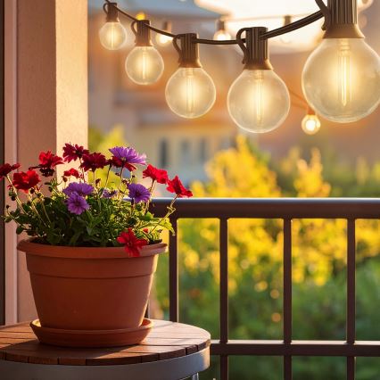 Brilagi - LED āra dekoratīvā virtene GIRLANDA 25xE12/0,6W/230V 20m melna IP44 silti balta + tālvadības pults