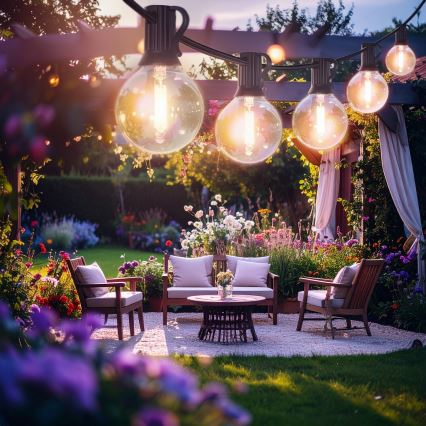 Brilagi - LED āra dekoratīvā virtene GIRLANDA 25xE12/0,6W/230V 20m melna IP44 silti balta + tālvadības pults