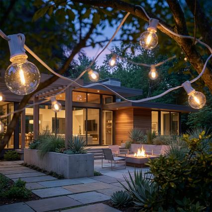 Brilagi - LED āra dekoratīvā virtene GIRLANDA 25xE12/0,8W/230V 20m balta IP44 siltā balta