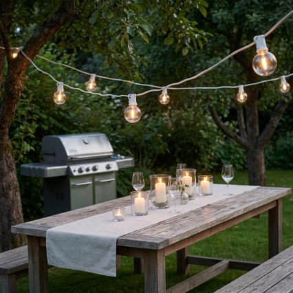 Brilagi - LED āra dekoratīvā virtene GIRLANDA 25xE12/0,8W/230V 20m balta IP44 siltā balta