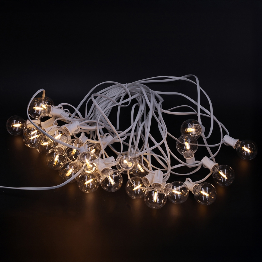 Brilagi - LED āra dekoratīvā virtene GIRLANDA 25xE12/0,8W/230V 20m balta IP44 siltā balta