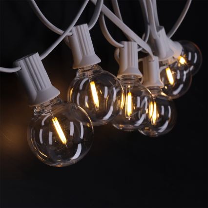 Brilagi - LED āra dekoratīvā virtene GIRLANDA 25xE12/0,8W/230V 20m balta IP44 siltā balta