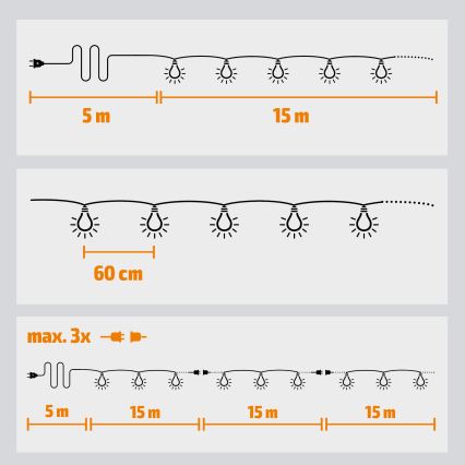 Brilagi - LED āra dekoratīvā virtene GIRLANDA 25xE12/0,8W/230V 20m IP44 auksti balta