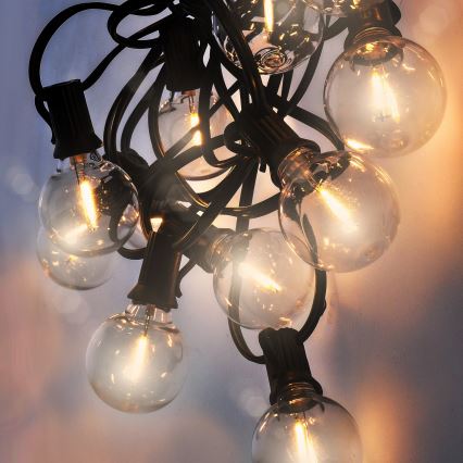 Brilagi - LED ārējā dekoratīvā virtene GIRLANDA 25xE12/0,36W/24V 20m melna IP44 siltā balta