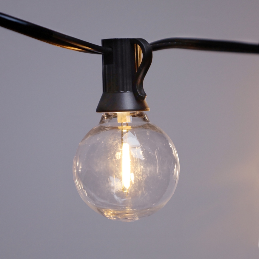 Brilagi - LED āra dekoratīvā gaismas virtene GIRLANDA 25xE12/0,36W/24V 20m melna IP44 silti balta