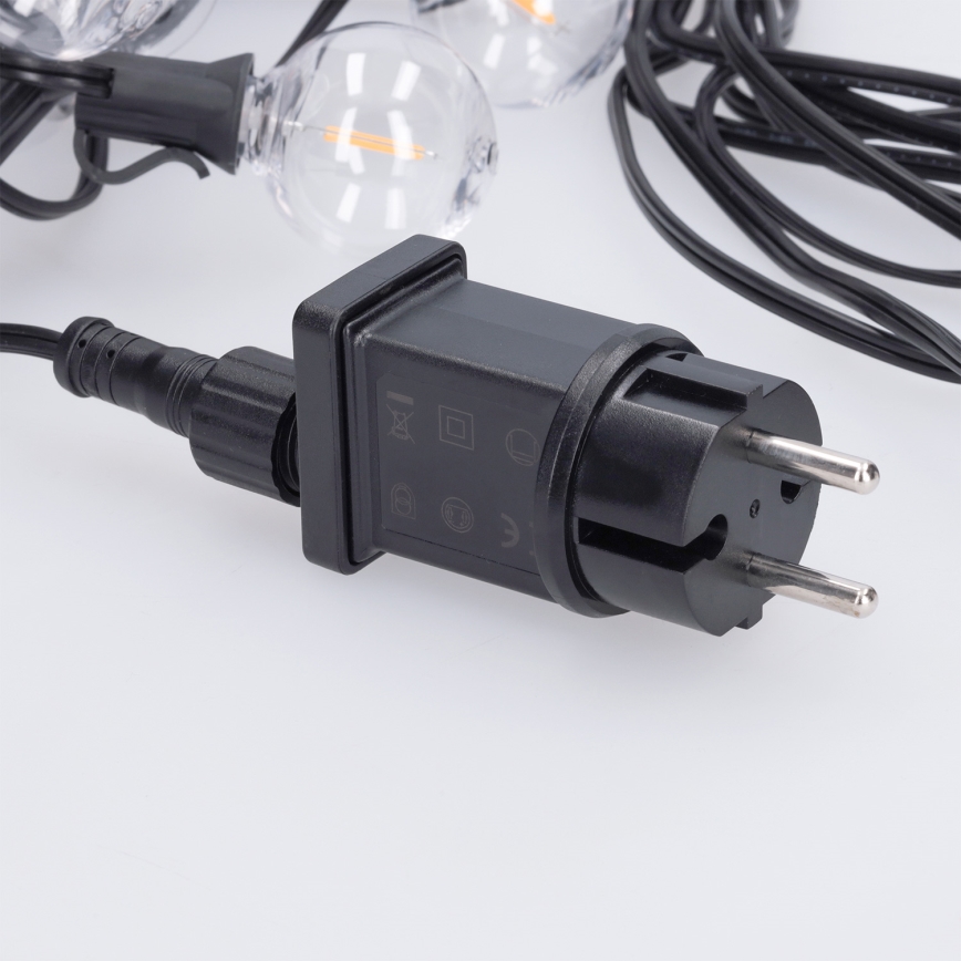 Brilagi - LED āra dekoratīvā gaismas virtene GIRLANDA 25xE12/0,36W/24V 20m melna IP44 silti balta
