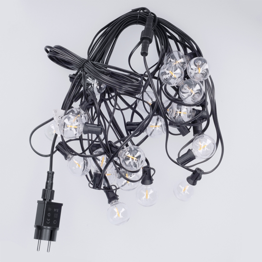 Brilagi - LED āra dekoratīvā gaismas virtene GIRLANDA 25xE12/0,36W/24V 20m melna IP44 silti balta