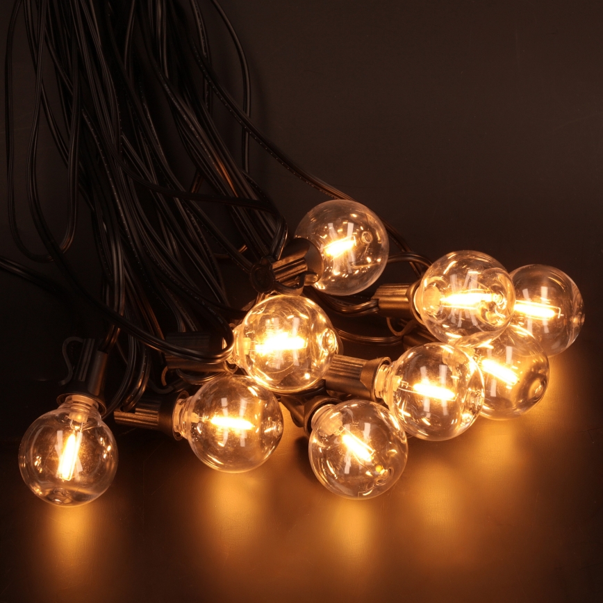Brilagi - LED āra dekoratīva virtene GIRLANDA 25xE12/0,6W/230V 20m melna IP44 silti balta + tālvadības pults