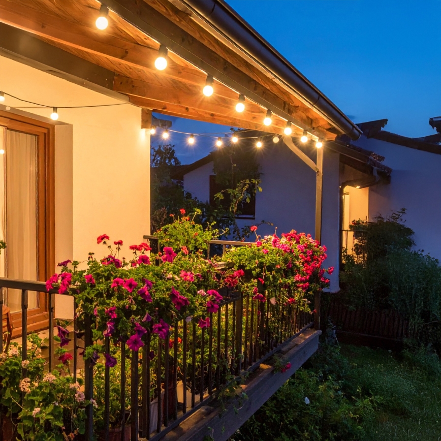 Brilagi - LED āra dekoratīva virtene GIRLANDA 25xE12/0,6W/230V 20m melna IP44 silti balta + tālvadības pults