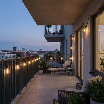 Brilagi - LED āra dekoratīva virtene GIRLANDA 25xE12/0,6W/230V 20m melna IP44 silti balta + tālvadības pults