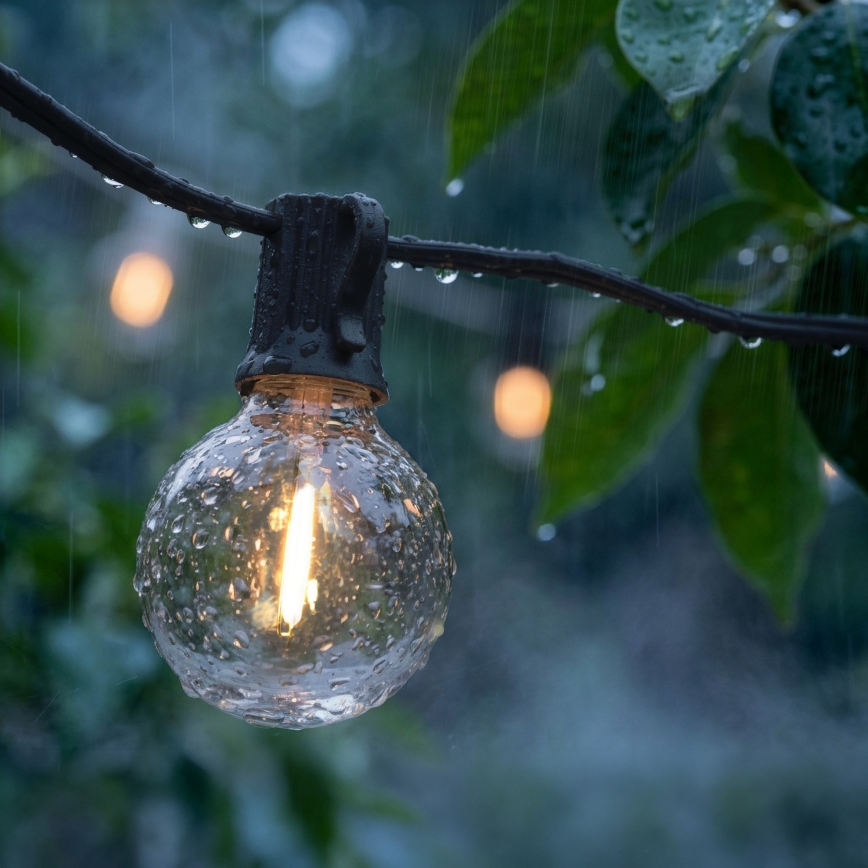 Brilagi - LED āra dekoratīva virtene GIRLANDA 25xE12/0,6W/230V 20m melna IP44 silti balta + tālvadības pults