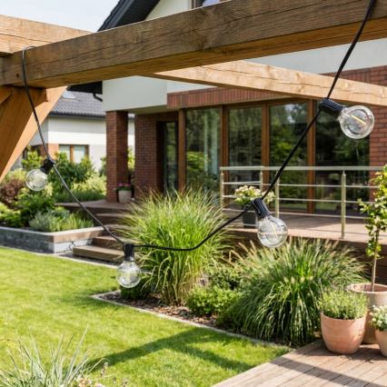 Brilagi - LED āra dekoratīva virtene GIRLANDA 25xE12/0,6W/230V 20m melna IP44 silti balta + tālvadības pults