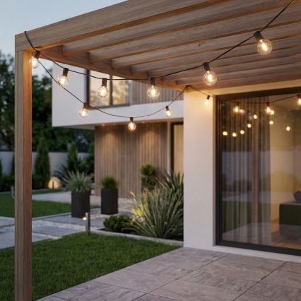 Brilagi - LED āra dekoratīva virtene GIRLANDA 25xE12/0,6W/230V 20m melna IP44 silti balta + tālvadības pults