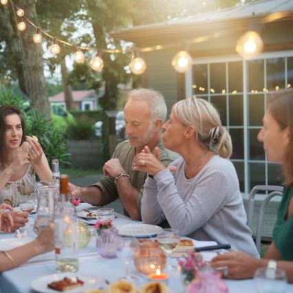 Brilagi - LED āra dekoratīva virtene GIRLANDA 25xE12/0,6W/230V 20m melna IP44 silti balta + tālvadības pults