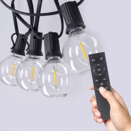 Brilagi - LED āra dekoratīva virtene GIRLANDA 25xE12/0,6W/230V 20m melna IP44 silti balta + tālvadības pults
