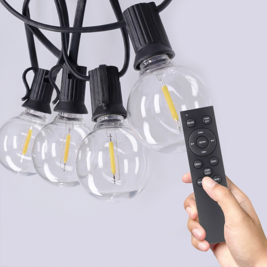 Brilagi - LED āra dekoratīva virtene GIRLANDA 25xE12/0,6W/230V 20m melna IP44 silti balta + tālvadības pults