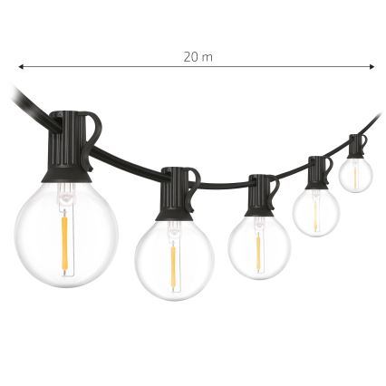 Brilagi - LED āra dekoratīva virtene GIRLANDA 25xE12/0,6W/230V 20m melna IP44 silti balta + tālvadības pults