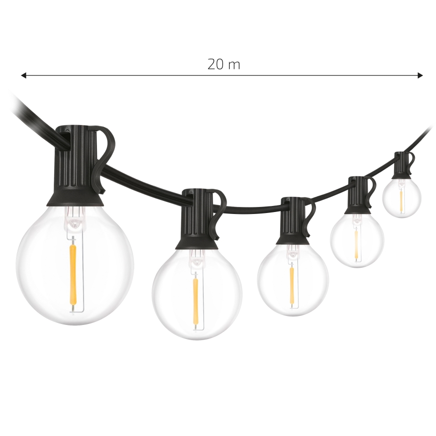 Brilagi - LED āra dekoratīva virtene GIRLANDA 25xE12/0,6W/230V 20m melna IP44 silti balta + tālvadības pults