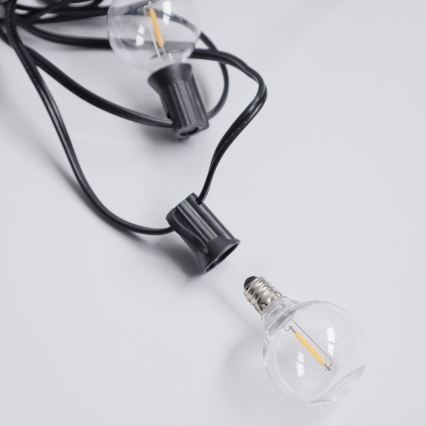 Brilagi - LED āra dekoratīvs virtenis GIRLANDA 25xE12/0,6W/230V 20m melna IP44 siltā balta + tālvadības pults
