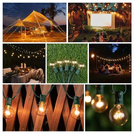 Brilagi - LED āra dekoratīvā virtene GIRLANDA 25xE12/0,8W/230V 20m zaļa IP44 siltā balta